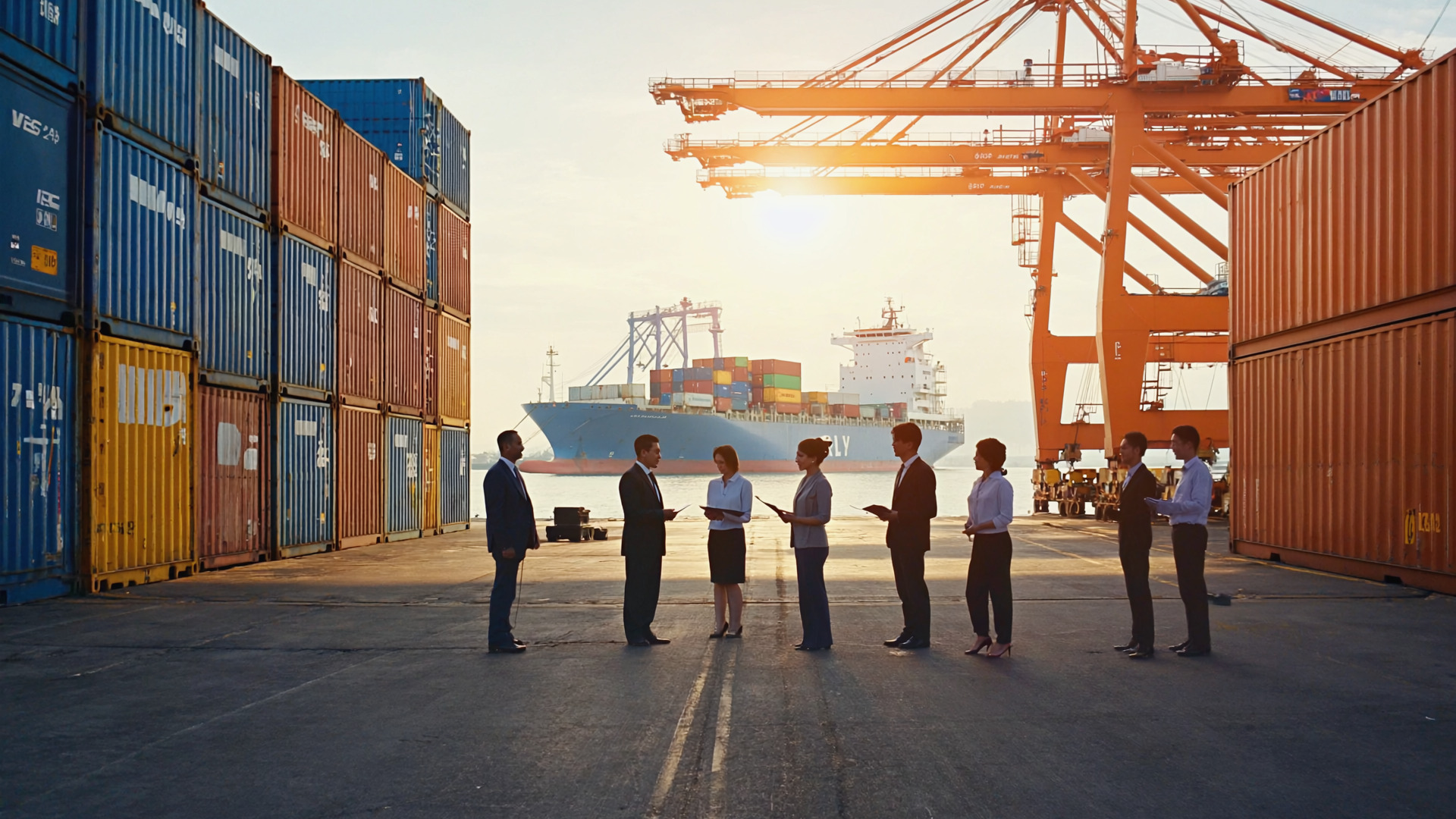 Coordination d'import-export avec containers et navire de fret international